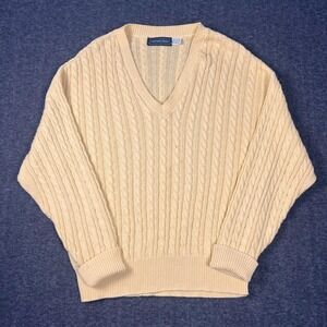 Vintage Christopher Hayes Cable Knit Sweater Mens XL Yellow V-Neck Made in USA